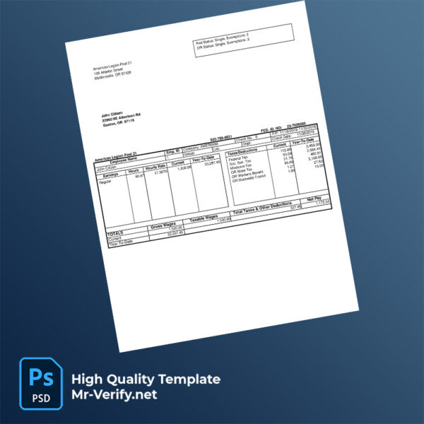 American Legion Post 21 pay stub word and pdf template American Legion Post 21 pay stub word and pdf template