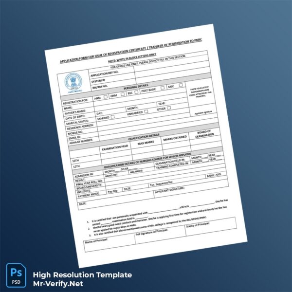 Editable Application Form for Issue of Registration Certificate Word and Pdf Template 4 page