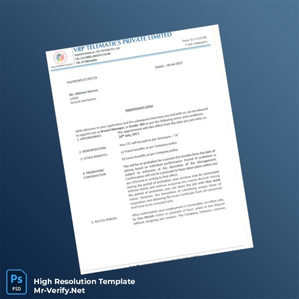 Editable Appointment Letter 2017 Employment Verification Letter Word and Pdf Template 5 page
