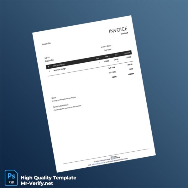 Australia Invoice Example Template in Word and PDF formats Australia Invoice Example Template in Word and PDF formats