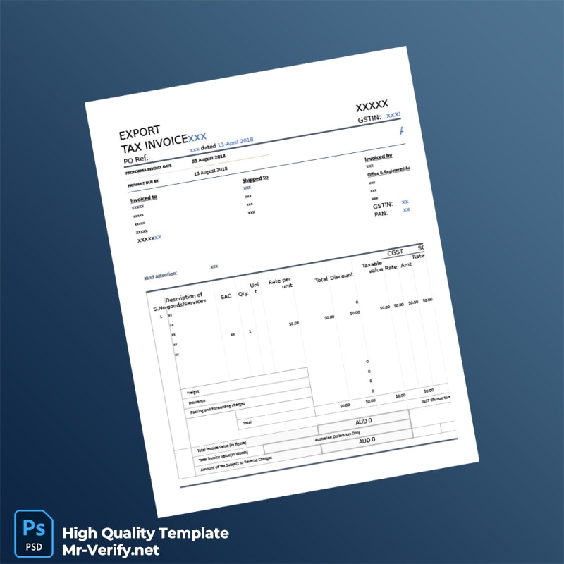 Australia Proforma Invoice Template in Word and PDF formats 4 page Australia Proforma Invoice Template in Word and PDF formats 4 page