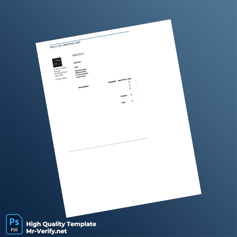 Australia Sails on Lavender Bay Invoice Template in Word and PDF formats Australia Sails on Lavender Bay Invoice Template in Word and PDF formats