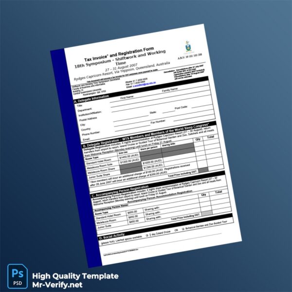Australia Tax Invoice Template in Word and PDF formats 2 page Australia Tax Invoice Template in Word and PDF formats 2 page