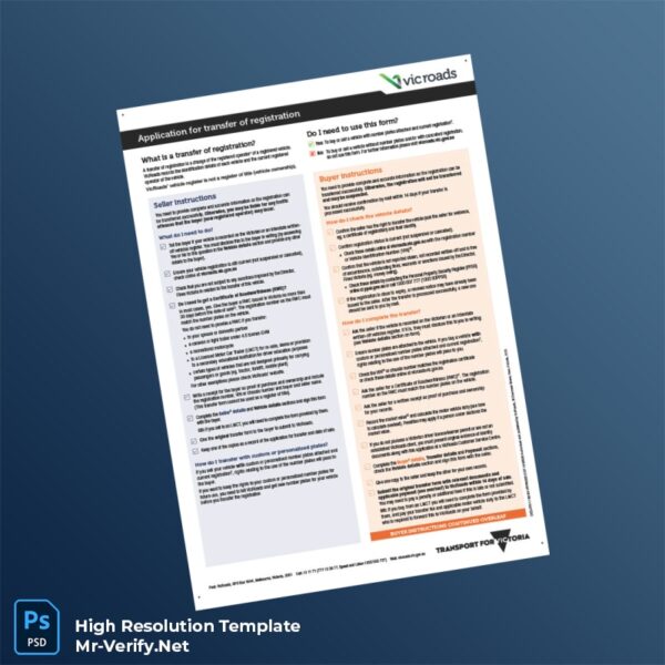 Editable Australia VicRoads Vehicle Registration Transfer Application Word and Pdf Template 6 page Editable Australia VicRoads Vehicle Registration Transfer Application Word and Pdf Template 6 page