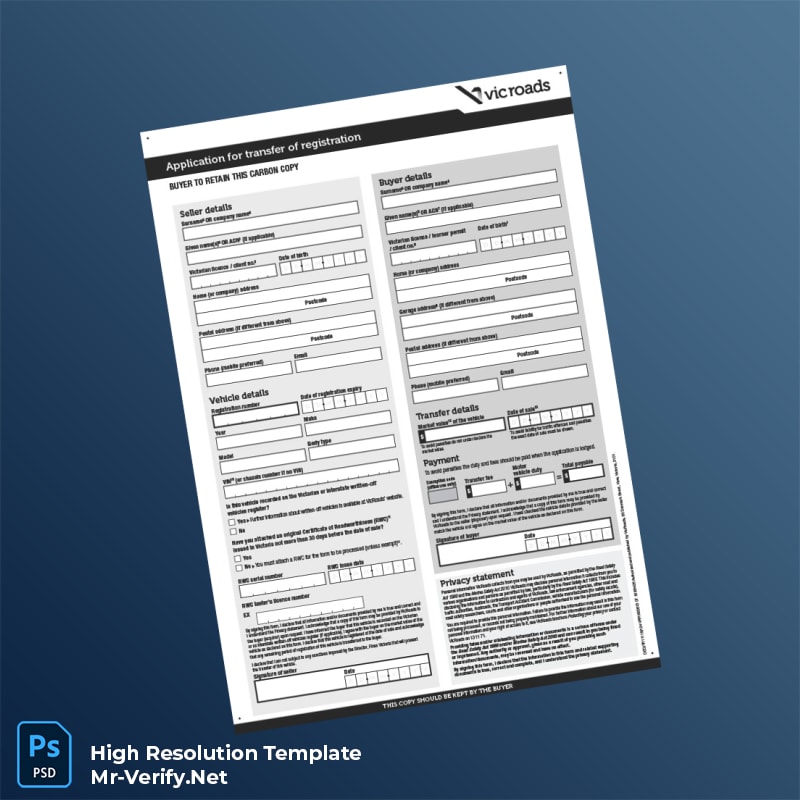 Editable Australia VicRoads Vehicle Registration Transfer Application Word and Pdf Template 6 page Editable Australia VicRoads Vehicle Registration Transfer Application Word and Pdf Template 6 page