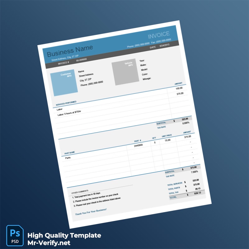 Auto Repair Invoice Template in Word and PDF formats 7 page Auto Repair Invoice Template in Word and PDF formats 7 page