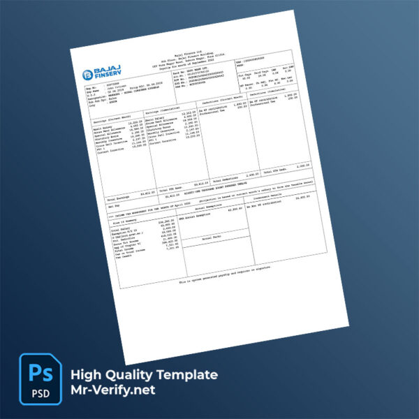 Bajaj Finance Ltd payslip word and pdf template Bajaj Finance Ltd payslip word and pdf template