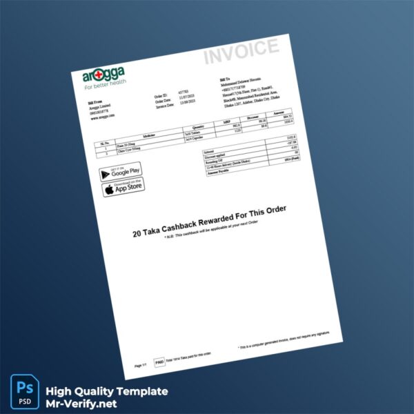 Bangladesh Arogga Limited Invoice Template in Word and PDF formats Bangladesh Arogga Limited Invoice Template in Word and PDF formats