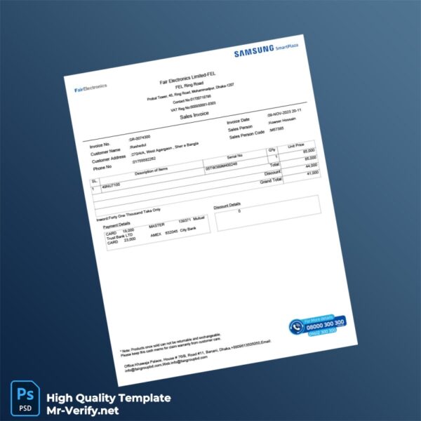Bangladesh Fair Electronics Limited Invoice Template in Word and PDF formats Bangladesh Fair Electronics Limited Invoice Template in Word and PDF formats