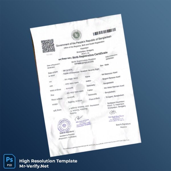 Editable Bangladesh Government Birth Registration Certificate Word and Pdf Template Editable Bangladesh Government Birth Registration Certificate Word and Pdf Template
