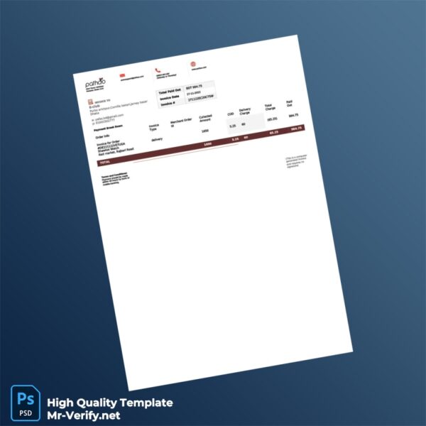 Bangladesh Pathao Invoice Template in Word and PDF formats