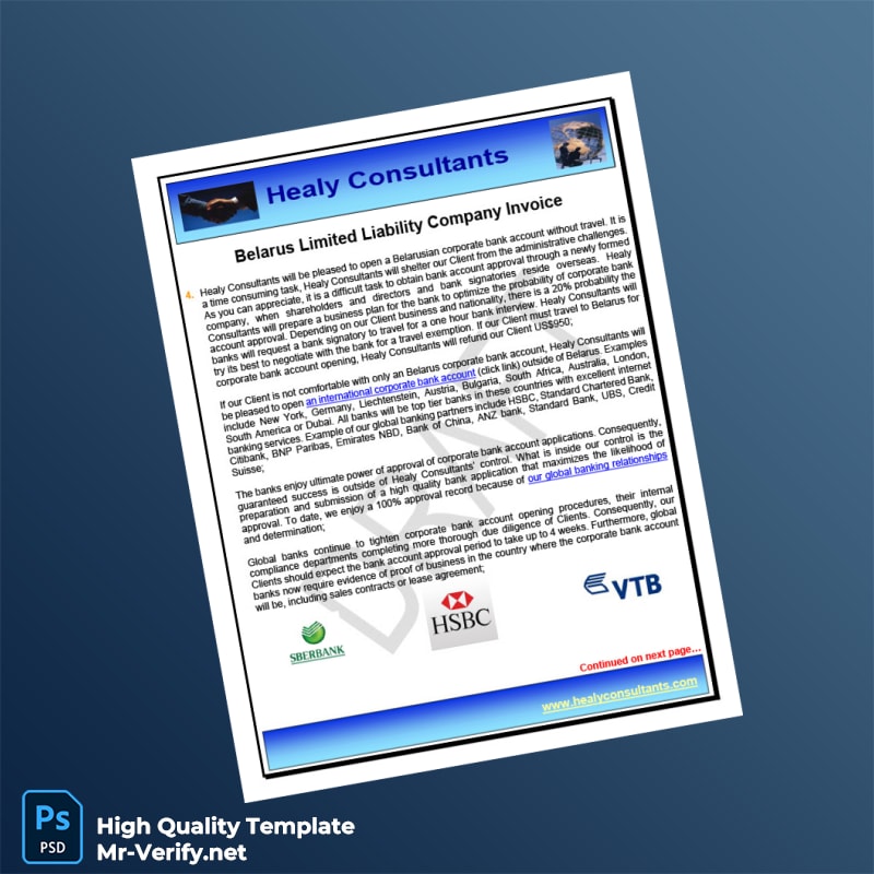 Belarus Healy Consultants Invoice Template in Word and PDF formats 8 page Belarus Healy Consultants Invoice Template in Word and PDF formats 8 page