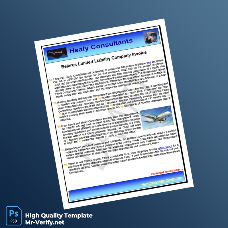 Belarus Healy Consultants Invoice Template in Word and PDF formats 8 page Belarus Healy Consultants Invoice Template in Word and PDF formats 8 page