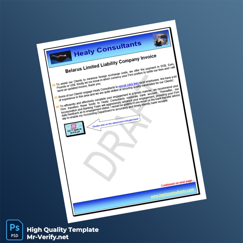 Belarus Healy Consultants Invoice Template in Word and PDF formats 8 page Belarus Healy Consultants Invoice Template in Word and PDF formats 8 page