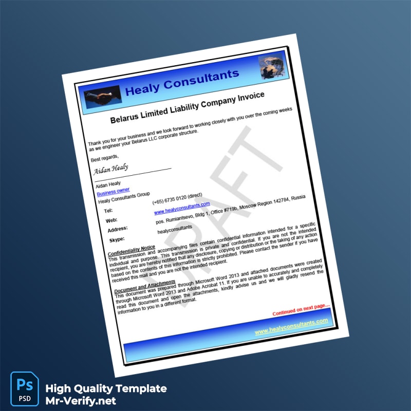 Belarus Healy Consultants Invoice Template in Word and PDF formats 8 page Belarus Healy Consultants Invoice Template in Word and PDF formats 8 page