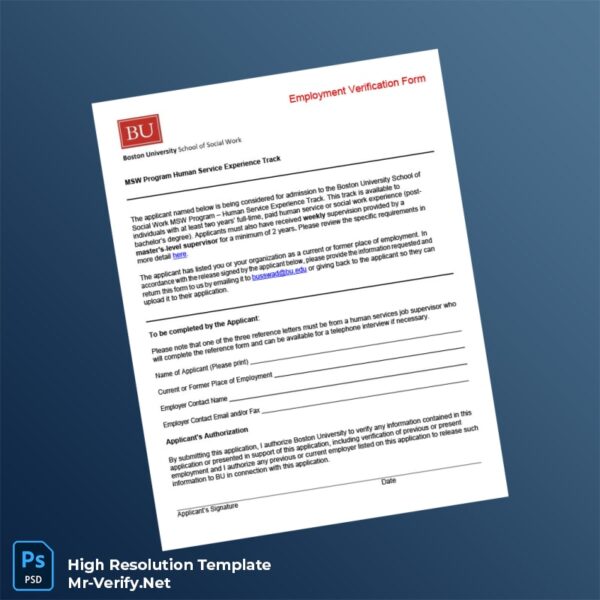 Editable Boston University Employment Verification Letter Word and Pdf Template 2 page Editable Boston University Employment Verification Letter Word and Pdf Template 2 page
