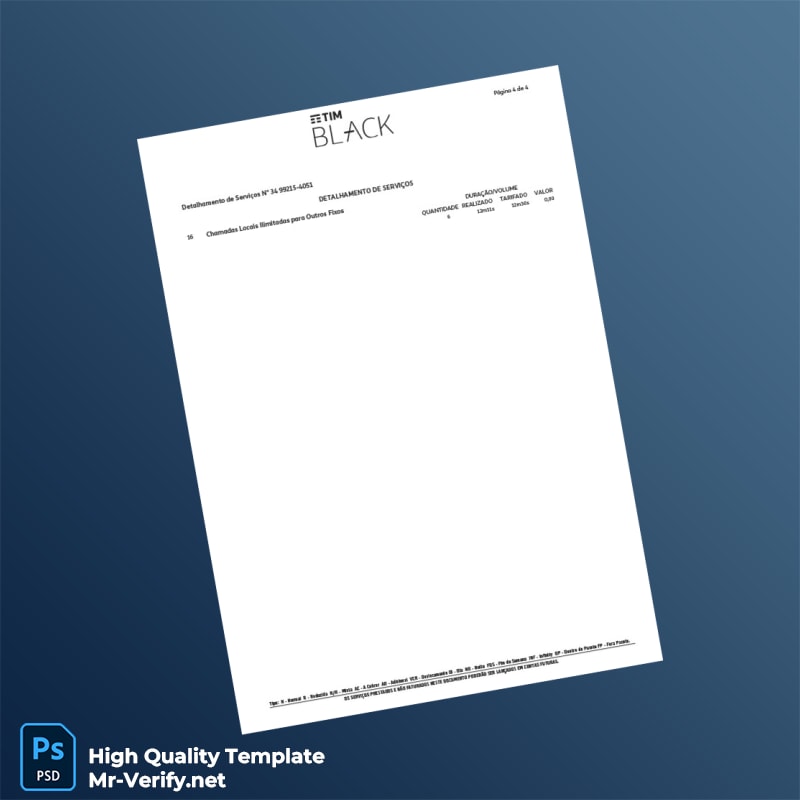 Brazil TIM Invoice Template in Word and PDF formats 6 page Brazil TIM Invoice Template in Word and PDF formats 6 page