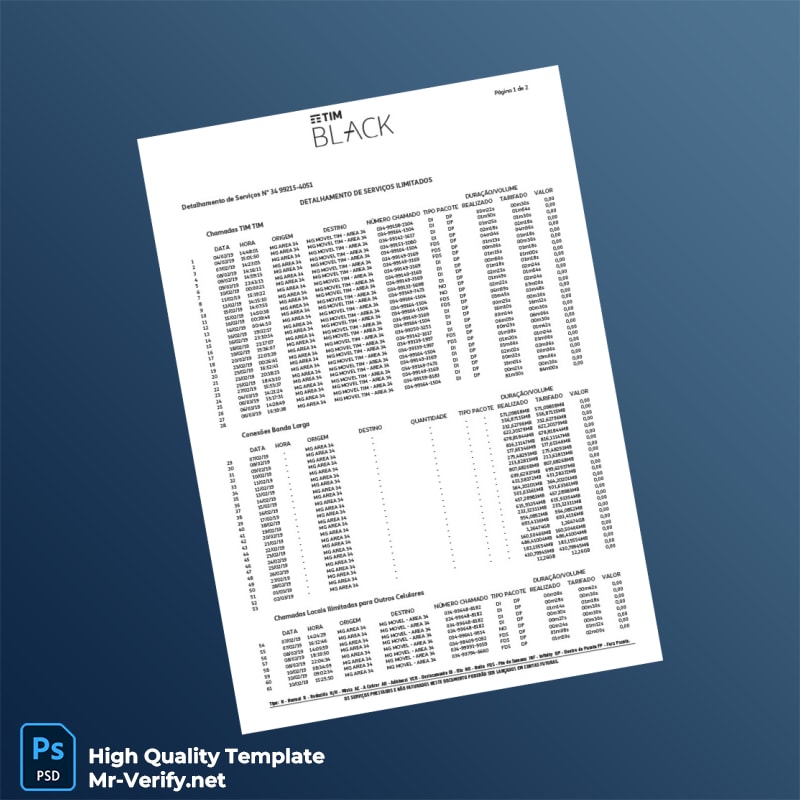 Brazil TIM Invoice Template in Word and PDF formats 6 page Brazil TIM Invoice Template in Word and PDF formats 6 page