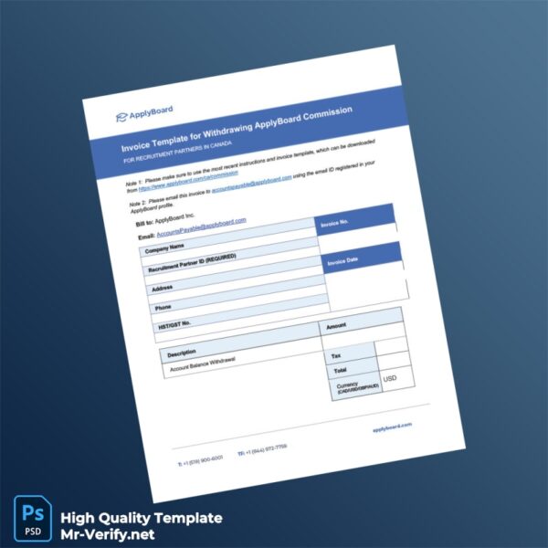 Canada ApplyBoard Invoice Template in Word and PDF formats 2 page Canada ApplyBoard Invoice Template in Word and PDF formats 2 page