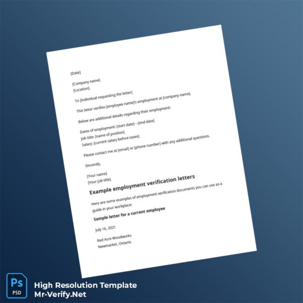 Editable Canada Red Acre Woodworks Employment Verification Letter Word and Pdf Template 3 page Editable Canada Red Acre Woodworks Employment Verification Letter Word and Pdf Template 3 page