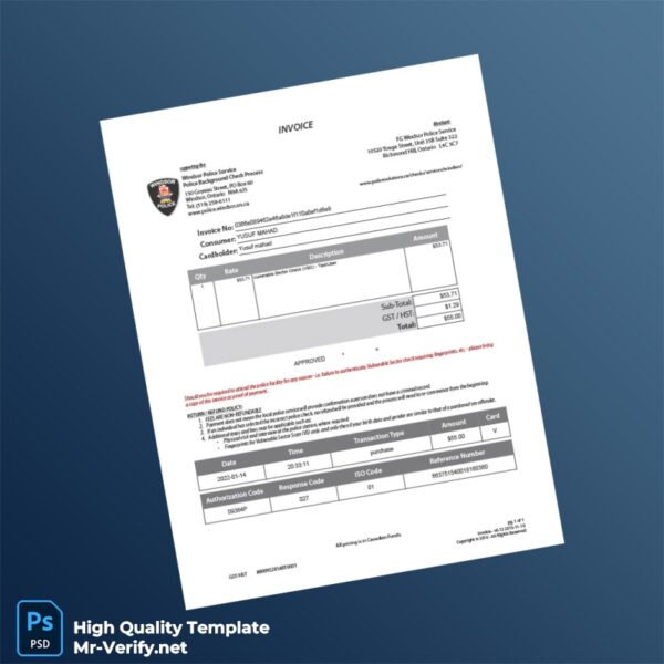 Canada Windsor Police Service Invoice Template in Word and PDF formats Canada Windsor Police Service Invoice Template in Word and PDF formats