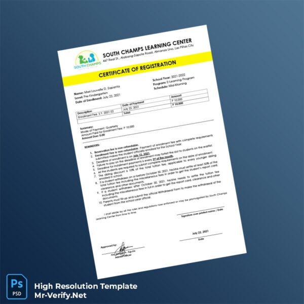 Certificate of Registration Word and Pdf Template Certificate of Registration Word and Pdf Template