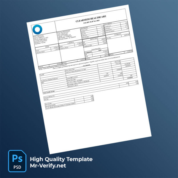 Clearmedi Healthcare payslip word and pdf template