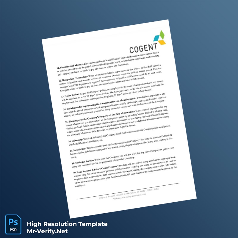 Editable Cogent Employment Verification Letter Word and Pdf Template 5 page Editable Cogent Employment Verification Letter Word and Pdf Template 5 page