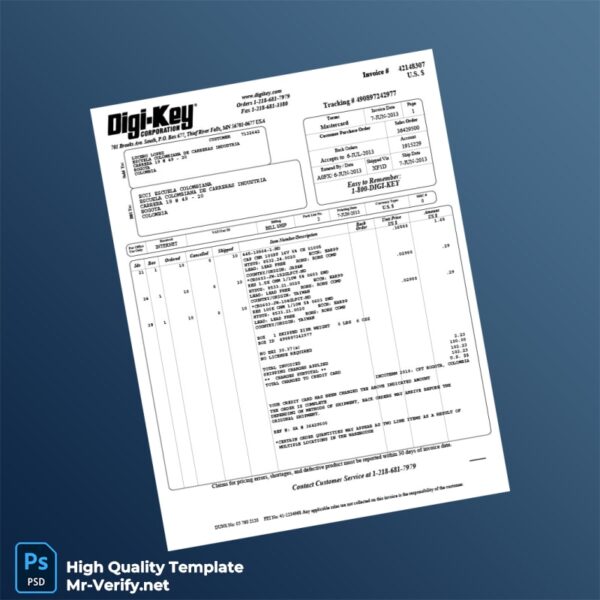 Colombia Digi-Key Invoice Template in Word and PDF formats 2 page Colombia Digi-Key Invoice Template in Word and PDF formats 2 page