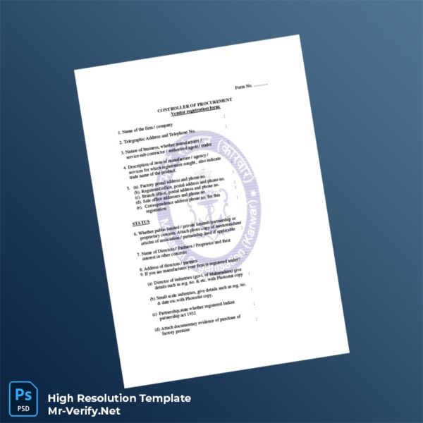 Editable Country Controller of Procurement Vendor Registration Form Word and Pdf Template 7 page Editable Country Controller of Procurement Vendor Registration Form Word and Pdf Template 7 page