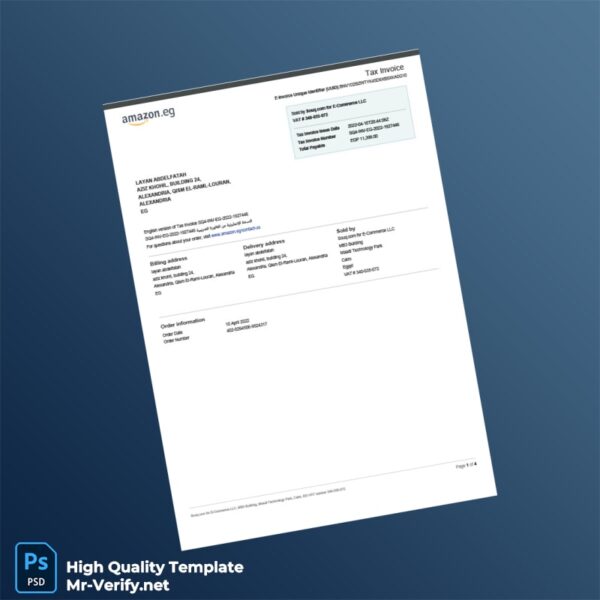 Egypt Amazon Invoice Template in Word and PDF formats 4 page Egypt Amazon Invoice Template in Word and PDF formats 4 page