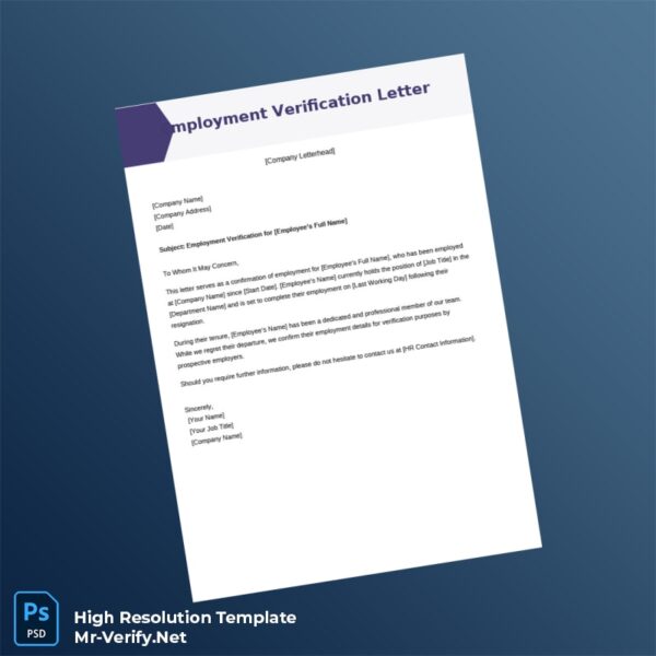 Editable Employee Verification Letter Word and Pdf Template 2 page