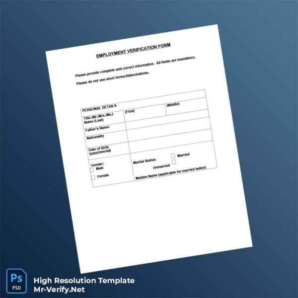 Editable Employment Verification Form Word and Pdf Template 6 page