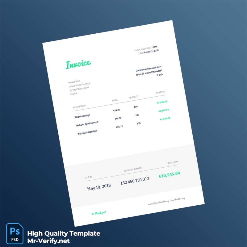 France WeasyPrint Invoice Template in Word and PDF formats France WeasyPrint Invoice Template in Word and PDF formats