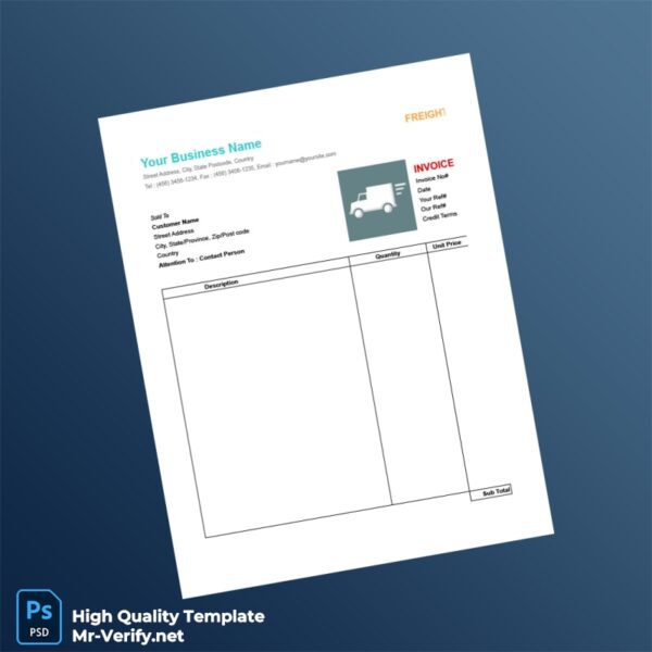 Freight Invoice Template in Word and PDF formats 4 page Freight Invoice Template in Word and PDF formats 4 page