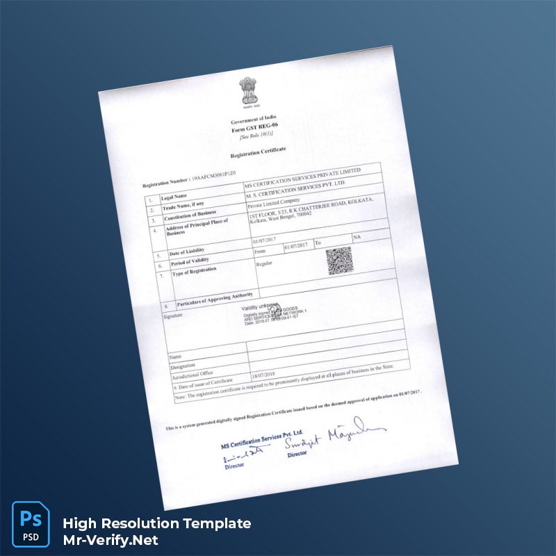 Editable GST Registration Certificate Word and Pdf Template 6 page Editable GST Registration Certificate Word and Pdf Template 6 page