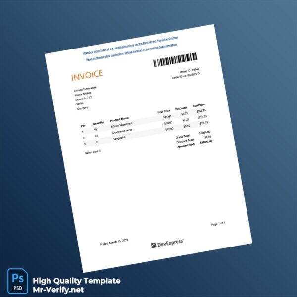 Germany Alfreds Futterkiste Invoice Template in Word and PDF formats 6 page Germany Alfreds Futterkiste Invoice Template in Word and PDF formats 6 page