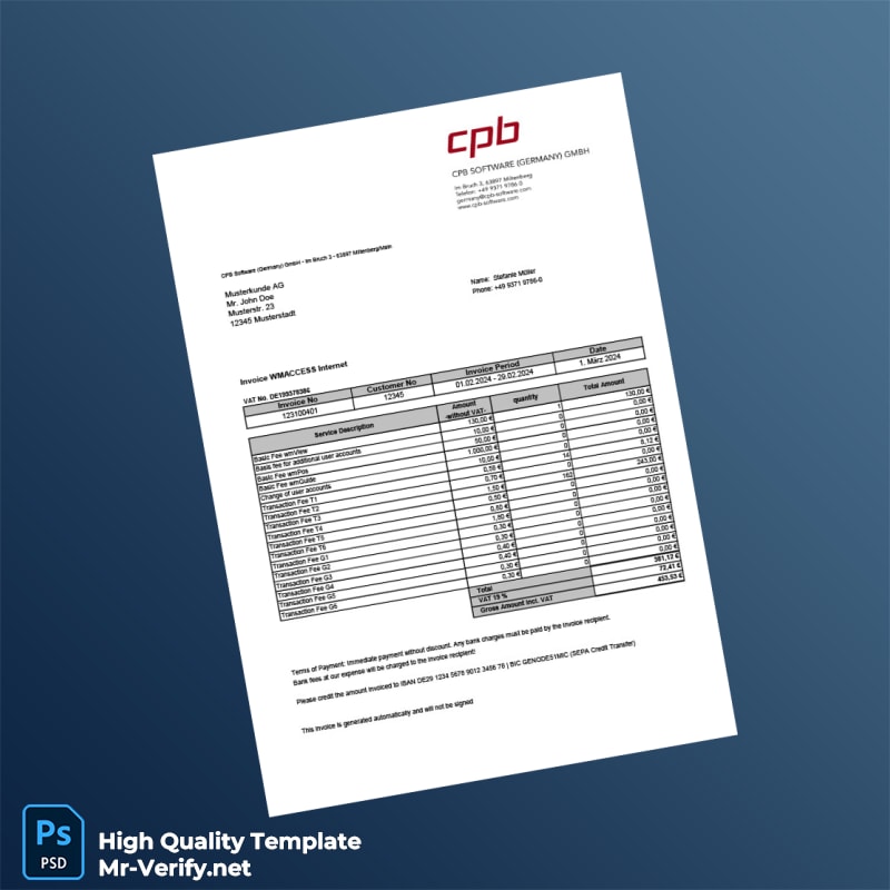 Germany CPB Software Invoice Template in Word and PDF formats Germany CPB Software Invoice Template in Word and PDF formats