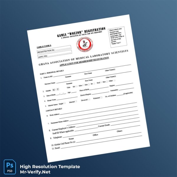 Editable Ghana Association of Medical Laboratory Scientists Membership Registration Form Word and Pdf Template 4 page Editable Ghana Association of Medical Laboratory Scientists Membership Registration Form Word and Pdf Template 4 page
