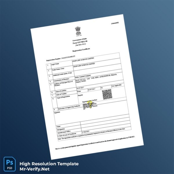 Editable Gujarat GST Registration Certificate Word and Pdf Template 3 page Editable Gujarat GST Registration Certificate Word and Pdf Template 3 page