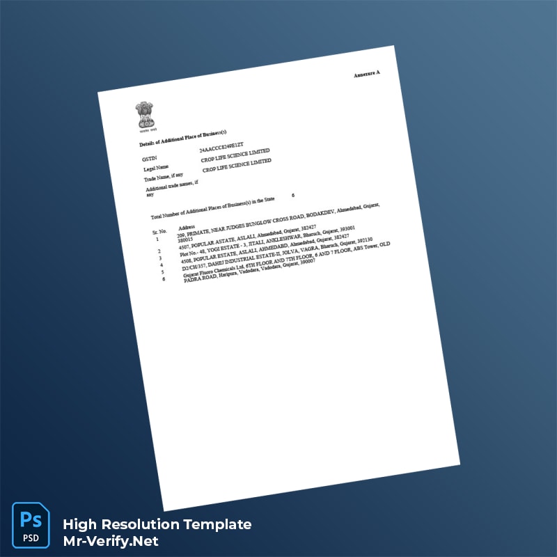 Editable Gujarat GST Registration Certificate Word and Pdf Template 3 page Editable Gujarat GST Registration Certificate Word and Pdf Template 3 page