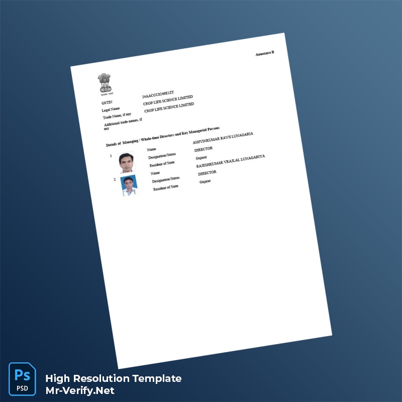 Editable Gujarat GST Registration Certificate Word and Pdf Template 3 page Editable Gujarat GST Registration Certificate Word and Pdf Template 3 page