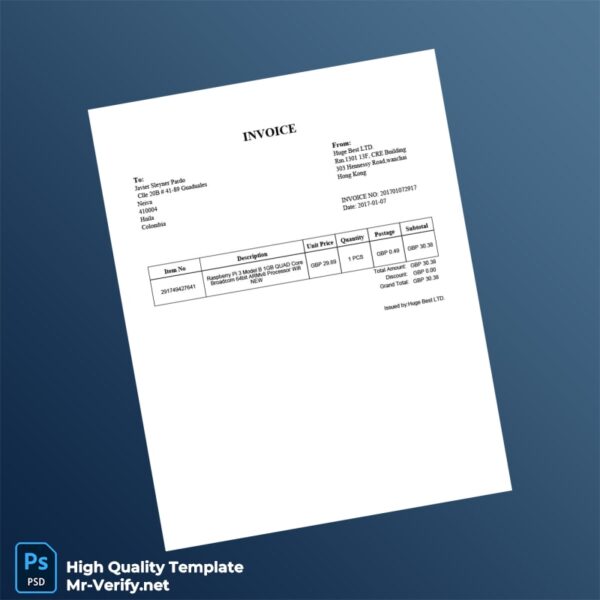 Hong Kong Huge Best LTD Invoice Template in Word and PDF formats