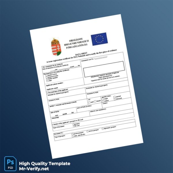 Hungary Ministry of Interior Editable Registration Certificate Template in Word and PDF formats 3 page
