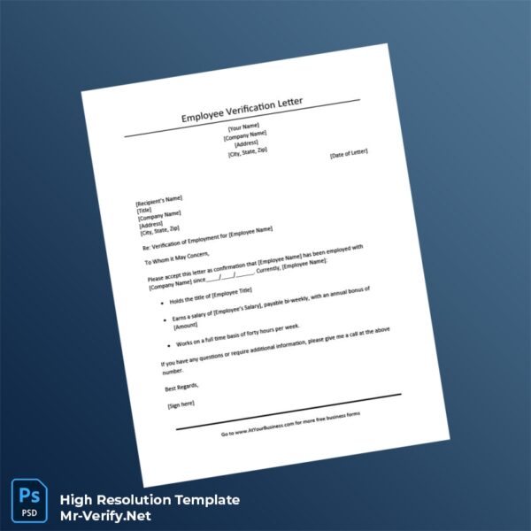 Editable Income Verification Letter Word and Pdf Template 2 page