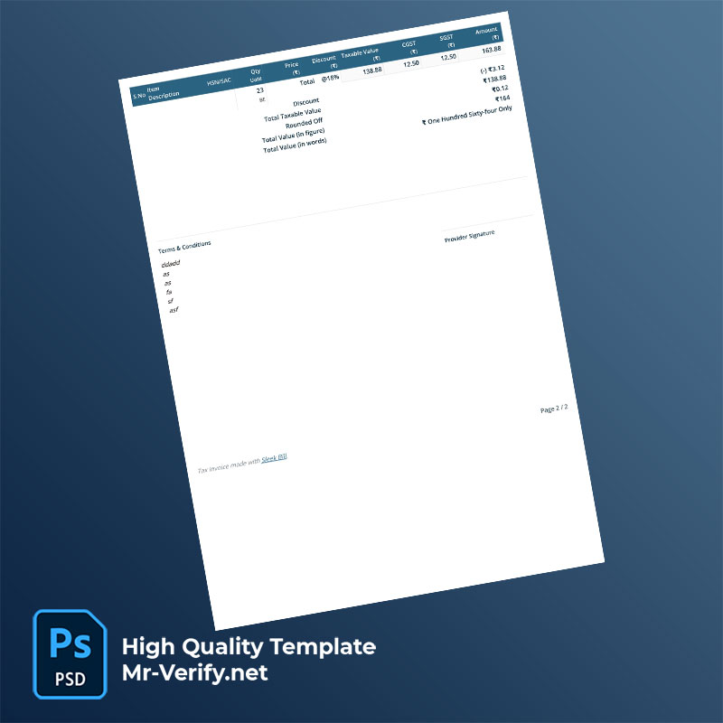 India AQPL Editable Tax Invoice Template in Word and PDF formats India AQPL Editable Tax Invoice Template in Word and PDF formats