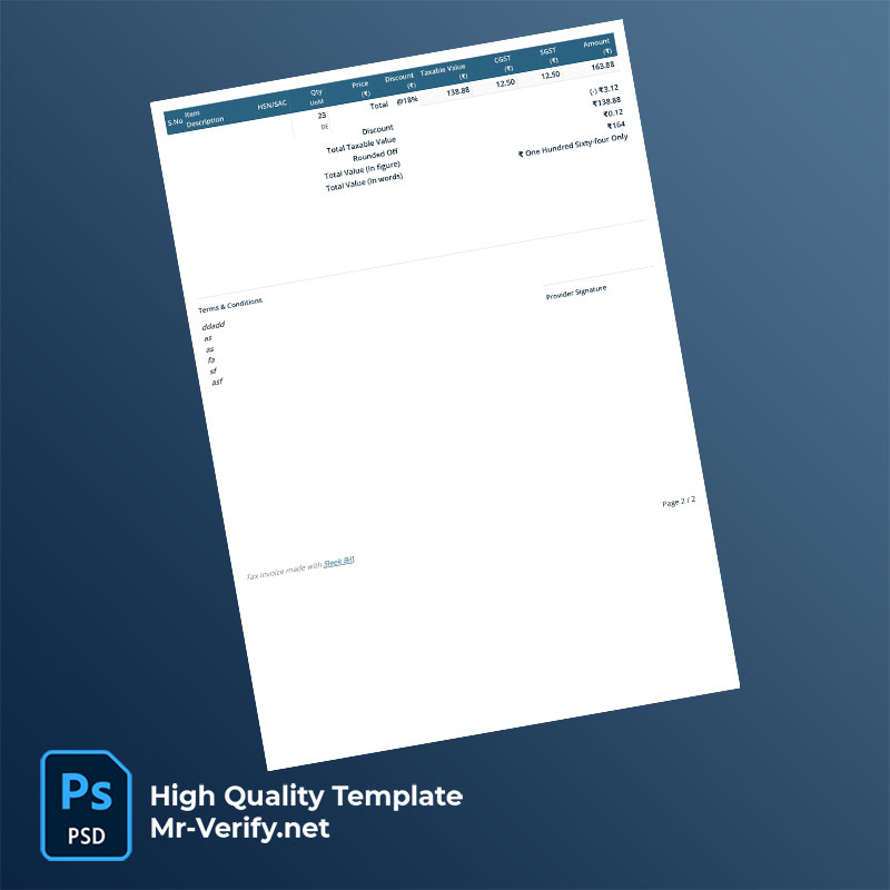India AQPL Editable Tax Invoice Template in Word and PDF formats India AQPL Editable Tax Invoice Template in Word and PDF formats