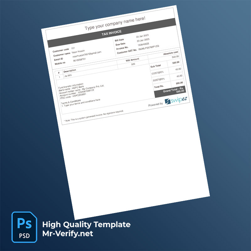 India Bharat Sanchar Nigam Ltd Editable Tax Invoice Template in Word and PDF formats India Bharat Sanchar Nigam Ltd Editable Tax Invoice Template in Word and PDF formats