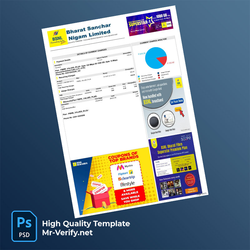 India Bharat Sanchar Nigam Ltd Editable Tax Invoice Template in Word and PDF formats India Bharat Sanchar Nigam Ltd Editable Tax Invoice Template in Word and PDF formats