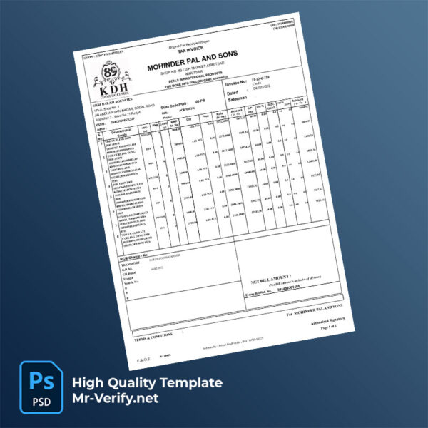 India Shree Balaji Agencies Editable Tax Invoice Template in Word and PDF formats